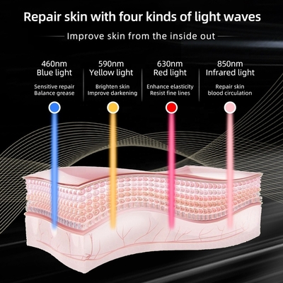 หน้ากากอนาคตแบบพกพา สีซิลิโคน LED การดูแลผิวหนัง 4 สี การกําจัดริ้วรอยที่แข็งแรงสําหรับคอ / คอ
