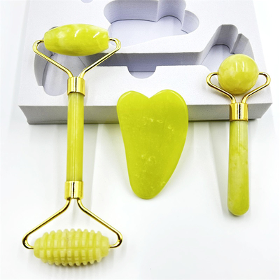 Home Jade Roller with Natural Xiuyan Stone Beauty Green Face Ice Roller และกล่องที่กําหนดเอง