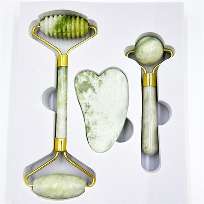 Home Jade Roller with Natural Xiuyan Stone Beauty Green Face Ice Roller และกล่องที่กําหนดเอง