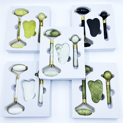 Home Jade Roller with Natural Xiuyan Stone Beauty Green Face Ice Roller และกล่องที่กําหนดเอง