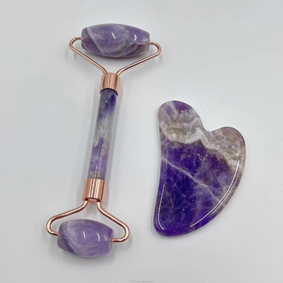 100% ของธรรมชาติ Xiuyan Stone Jade Roller Gua Sha Set สําหรับการยกหน้าและผิวหนังกระชับ