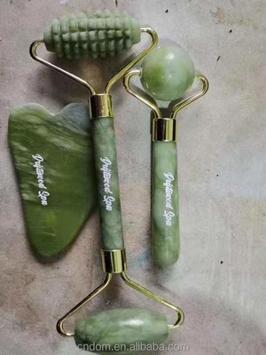 2024 Double Head Xiuyan Stone Jade Roller และ Gua Sha Set สําหรับการดูแลผิวหนัง กันน้ํา ใช่
