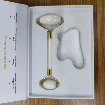 2024 Double Head Xiuyan Stone Jade Roller และ Gua Sha Set สําหรับการดูแลผิวหนัง กันน้ํา ใช่