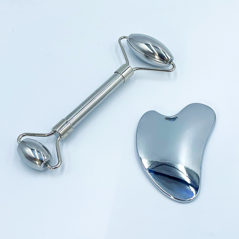 การนวดใบหน้า สีเขียว สแตนเลส Gua Sha หินสําหรับคอและใบหน้า Custom Logo ความงาม