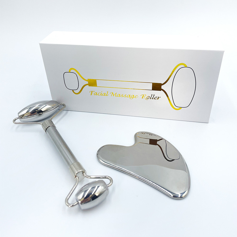 สีเขียวหน้า การดูแลสุขภาพ Massage Roller Gua Sha เครื่องมือใน 304 สแตนเลส